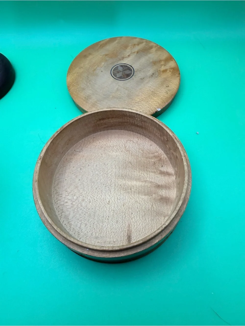 Handcrafted Round Wooden Box - Brown